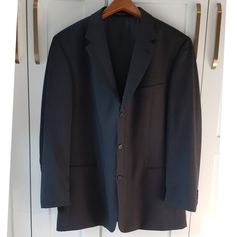 Vintage Hugo Boss Wool Sport Coat Mens 46R Einstein Sigma Union Made Blazer
